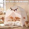 imageExtra Large Kids Play Tent with Flags ampamp Star Lights Portable ampamp Foldable Teepee Bed Tent Bed Canopy for Boys ampamp Girls Indoor Outdoor Dome Tent Playhouse Kids Birthday Gift 59x39x59 inBrownCream