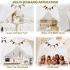 imageExtra Large Kids Play Tent with Flags ampamp Star Lights Portable ampamp Foldable Teepee Bed Tent Bed Canopy for Boys ampamp Girls Indoor Outdoor Dome Tent Playhouse Kids Birthday Gift 59x39x59 inBrownWhite