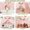 imageExtra Large Kids Play Tent with Flags ampamp Star Lights Portable ampamp Foldable Teepee Bed Tent Bed Canopy for Boys ampamp Girls Indoor Outdoor Dome Tent Playhouse Kids Birthday Gift 59x39x59 inBrownPink