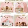 imageExtra Large Kids Play Tent with Flags ampamp Star Lights Portable ampamp Foldable Teepee Bed Tent Bed Canopy for Boys ampamp Girls Indoor Outdoor Dome Tent Playhouse Kids Birthday Gift 59x39x59 inBrownPink