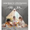 imageKids Play Tent Large Kids Playhouse with String Lights and Flag Garland Bed Tent with 2 Windows Machine Washable Reading Nook Indoor ampamp Outdoor Perfect Present for Girls ampamp Boys 52x35x51 in Gray
