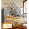 imageKids Play Tent Large Kids Playhouse with String Lights and Flag Garland Bed Tent with 2 Windows Machine Washable Reading Nook Indoor ampamp Outdoor Perfect Present for Girls ampamp Boys 52x35x51 in Gray
