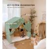 imageKids Play Tent Large Kids Playhouse with String Lights and Flag Garland Bed Tent with 2 Windows Machine Washable Reading Nook Indoor ampamp Outdoor Perfect Present for Girls ampamp Boys 52x35x51 in Green