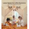 imageKids Play Tent Large Kids Playhouse with String Lights and Flag Garland Bed Tent with 2 Windows Machine Washable Reading Nook Indoor ampamp Outdoor Perfect Present for Girls ampamp Boys 52x35x51 in Beige