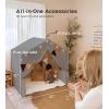 imageKids Play Tent Large Kids Playhouse with String Lights and Flag Garland Bed Tent with 2 Windows Machine Washable Reading Nook Indoor ampamp Outdoor Perfect Present for Girls ampamp Boys 52x35x51 in Gray