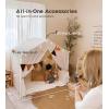 imageKids Play Tent Large Kids Playhouse with String Lights and Flag Garland Bed Tent with 2 Windows Machine Washable Reading Nook Indoor ampamp Outdoor Perfect Present for Girls ampamp Boys 52x35x51 in Beige