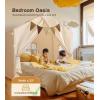 imageKids Play Tent Large Kids Playhouse with String Lights and Flag Garland Bed Tent with 2 Windows Machine Washable Reading Nook Indoor ampamp Outdoor Perfect Present for Girls ampamp Boys 52x35x51 in Beige