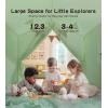 imageKids Play Tent Large Kids Playhouse with String Lights and Flag Garland Bed Tent with 2 Windows Machine Washable Reading Nook Indoor ampamp Outdoor Perfect Present for Girls ampamp Boys 52x35x51 in Green
