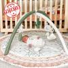 imageTummy Time Mat with 6 Toys Macrame Baby Play Mat for Newborn Baby Gym with 12 Milestone Cards StageBased Sensory and Motor Skill Development Baby Play Gym Non Slip Mat Washable KhakiGreen