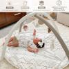 imageTummy Time Mat with 6 Toys Macrame Baby Play Mat for Newborn Baby Gym with 12 Milestone Cards StageBased Sensory and Motor Skill Development Baby Play Gym Non Slip Mat Washable KhakiKhaki