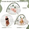 imageTummy Time Mat with 6 Toys Macrame Baby Play Mat for Newborn Baby Gym with 12 Milestone Cards StageBased Sensory and Motor Skill Development Baby Play Gym Non Slip Mat Washable KhakiGreen