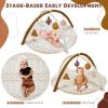 imageTummy Time Mat with 6 Toys Macrame Baby Play Mat for Newborn Baby Gym with 12 Milestone Cards StageBased Sensory and Motor Skill Development Baby Play Gym Non Slip Mat Washable KhakiMacrame