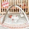 imageTummy Time Mat with 6 Toys Macrame Baby Play Mat for Newborn Baby Gym with 12 Milestone Cards StageBased Sensory and Motor Skill Development Baby Play Gym Non Slip Mat Washable KhakiKhaki