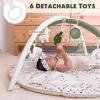 imageTummy Time Mat with 6 Toys Macrame Baby Play Mat for Newborn Baby Gym with 12 Milestone Cards StageBased Sensory and Motor Skill Development Baby Play Gym Non Slip Mat Washable KhakiGreen