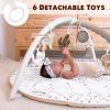 imageTummy Time Mat with 6 Toys Macrame Baby Play Mat for Newborn Baby Gym with 12 Milestone Cards StageBased Sensory and Motor Skill Development Baby Play Gym Non Slip Mat Washable KhakiKhaki