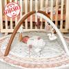 imageTummy Time Mat with 6 Toys Macrame Baby Play Mat for Newborn Baby Gym with 12 Milestone Cards StageBased Sensory and Motor Skill Development Baby Play Gym Non Slip Mat Washable KhakiMacrame