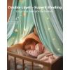 imagelittle dove Large Bed Canopy with Star Lights Double Layer Canopy for Bed Breathable Canopy Bed Curtain for Children Reading Nook Machine Washable Canopy for Kids Room 40x106 Grey40W x 106L Pack of 1