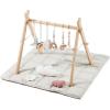 imageBaby Gym with Mat Wooden Play Gym with 9 Sensory Toys Foldable Baby Play GymFrame Activity Center Natural Pine Wood Montessori Toys Easy to Assemble ampamp Clean Natural ColorWooden Baby Gym With Mat
