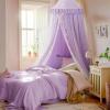 imageBed Canopy with Star Lights Double Layer Canopy for Bed Princess Play Tent for Girls Room Breathable Canopy Bed Curtain for Children Reading Nook Machine Washable Canopy 256x106 Purple256W x 106L Pack of 1