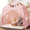 imageExtra Large Kids Play Tent with Flags ampamp Star Lights Portable ampamp Foldable Teepee Bed Tent Bed Canopy for Boys ampamp Girls Indoor Outdoor Dome Tent Playhouse Kids Birthday Gift 59x39x59 inBrownPink