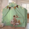imageKids Play Tent Large Kids Playhouse with String Lights and Flag Garland Bed Tent with 2 Windows Machine Washable Reading Nook Indoor ampamp Outdoor Perfect Present for Girls ampamp Boys 52x35x51 in Green