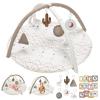 imageTummy Time Mat with 6 Toys Macrame Baby Play Mat for Newborn Baby Gym with 12 Milestone Cards StageBased Sensory and Motor Skill Development Baby Play Gym Non Slip Mat Washable KhakiKhaki