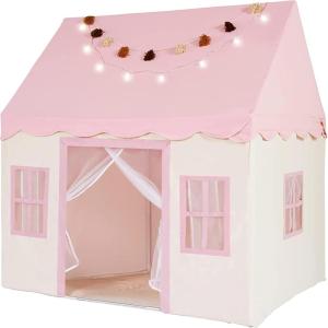 imagePlay Tent with Mat Star Light Large Kids Playhouse with Windows Easy to Wash Indoor and Outdoor Play Tents for Kids Little Dove Toys for Girls Boys 47x40x52 Green Play Tent Large SizePlay Tent Pink