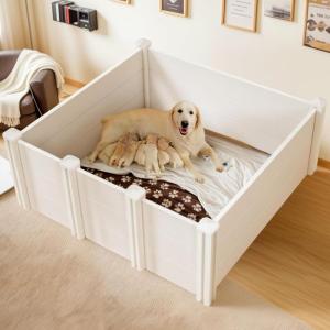 imageWhelping Box for Large Breed Dogs Whelping Box for Puppies PVC Puppy Playpen Waterproof ampamp Rustproof Whelping Pen Puppy Whelping Supplies Raised Garden Bed Indoors ampamp Outdoors 48x48x18 in White