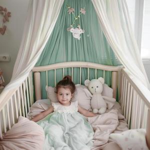 imagelittle dove Large Bed Canopy with Star Lights Double Layer Canopy for Bed Breathable Canopy Bed Curtain for Children Reading Nook Machine Washable Canopy for Kids Room 40x106 Grey256W x 106L Pack of 1