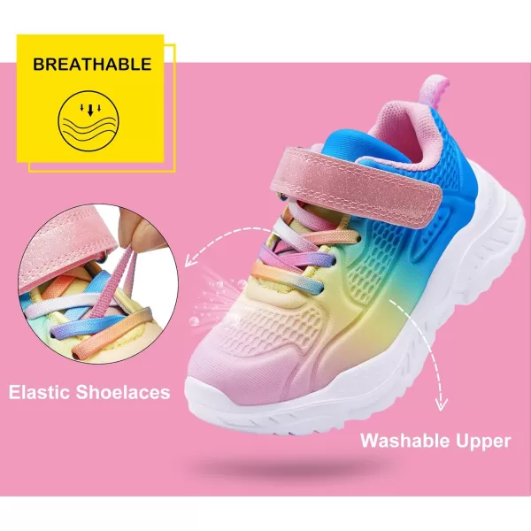 Harvest Land Toddler Glitter Tennis Shoes Slip On Boys Girls Sneakers Casual Running Shoes Woven Breathable with Soft Soled Sports Hook-Loop Outdoor Shoes