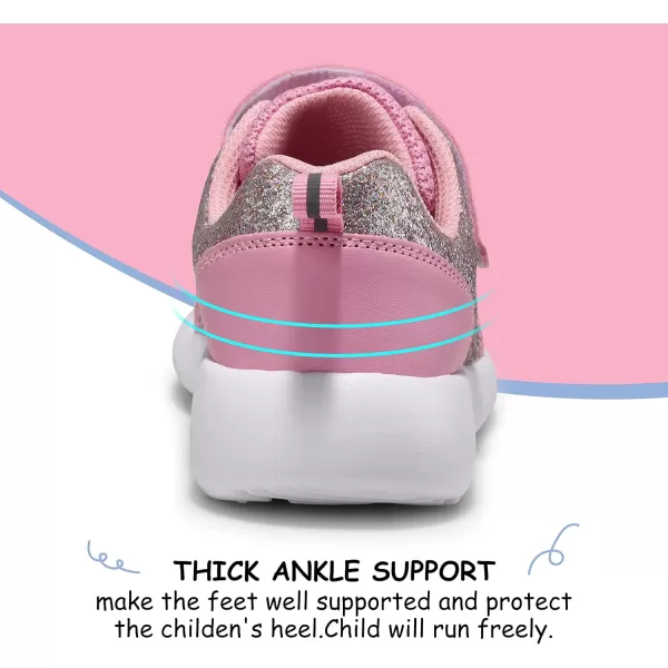 Harvest Land Toddler Glitter Tennis Shoes Slip On Boys Girls Sneakers Casual Running Shoes Woven Breathable with Soft Soled Sports Hook-Loop Outdoor Shoes
