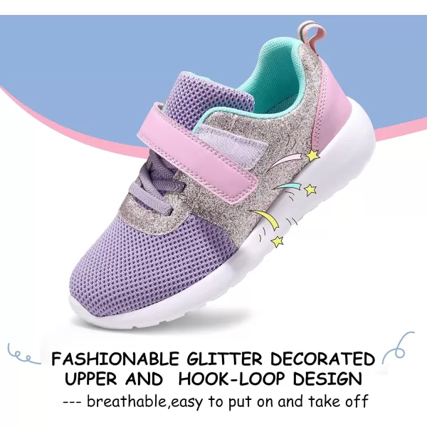 Harvest Land Toddler Glitter Tennis Shoes Slip On Boys Girls Sneakers Casual Running Shoes Woven Breathable with Soft Soled Sports Hook-Loop Outdoor Shoes