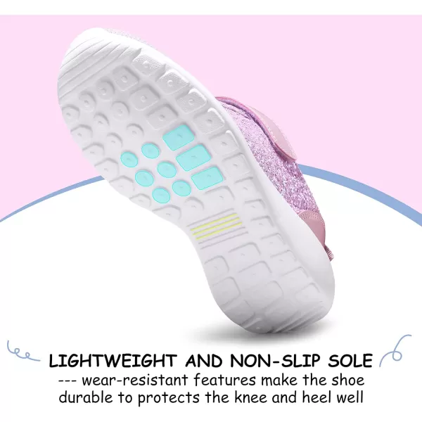 Harvest Land Toddler Glitter Tennis Shoes Slip On Boys Girls Sneakers Casual Running Shoes Woven Breathable with Soft Soled Sports Hook-Loop Outdoor Shoes