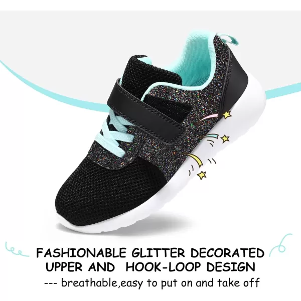 Harvest Land Toddler Glitter Tennis Shoes Slip On Boys Girls Sneakers Casual Running Shoes Woven Breathable with Soft Soled Sports Hook-Loop Outdoor Shoes