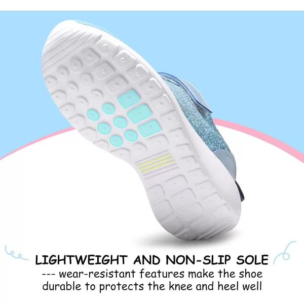 Harvest Land Toddler Glitter Tennis Shoes Slip On Boys Girls Sneakers Casual Running Shoes Woven Breathable with Soft Soled Sports Hook-Loop Outdoor Shoes