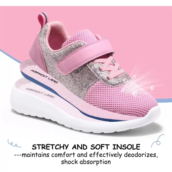 Harvest Land Toddler Glitter Tennis Shoes Slip On Boys Girls Sneakers Casual Running Shoes Woven Breathable with Soft Soled Sports Hook-Loop Outdoor Shoes