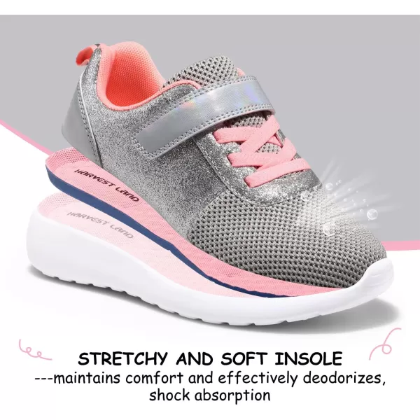 Harvest Land Toddler Glitter Tennis Shoes Slip On Boys Girls Sneakers Casual Running Shoes Woven Breathable with Soft Soled Sports Hook-Loop Outdoor Shoes