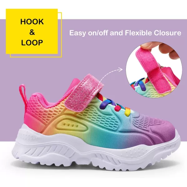 Harvest Land Toddler Glitter Tennis Shoes Slip On Boys Girls Sneakers Casual Running Shoes Woven Breathable with Soft Soled Sports Hook-Loop Outdoor Shoes