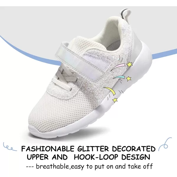 Harvest Land Toddler Glitter Tennis Shoes Slip On Boys Girls Sneakers Casual Running Shoes Woven Breathable with Soft Soled Sports Hook-Loop Outdoor Shoes