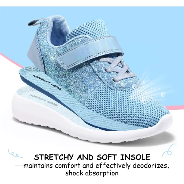 Harvest Land Toddler Glitter Tennis Shoes Slip On Boys Girls Sneakers Casual Running Shoes Woven Breathable with Soft Soled Sports Hook-Loop Outdoor Shoes