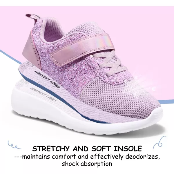 Harvest Land Toddler Glitter Tennis Shoes Slip On Boys Girls Sneakers Casual Running Shoes Woven Breathable with Soft Soled Sports Hook-Loop Outdoor Shoes