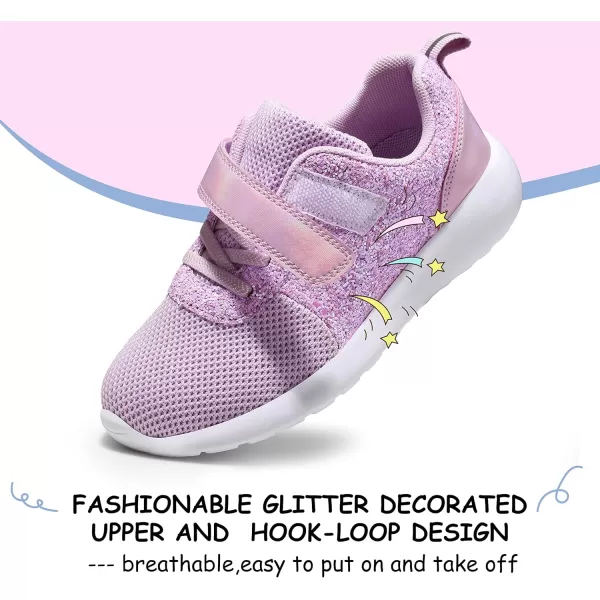 Harvest Land Toddler Glitter Tennis Shoes Slip On Boys Girls Sneakers Casual Running Shoes Woven Breathable with Soft Soled Sports Hook-Loop Outdoor Shoes