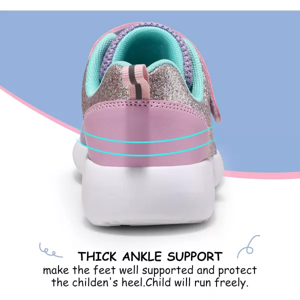 Harvest Land Toddler Glitter Tennis Shoes Slip On Boys Girls Sneakers Casual Running Shoes Woven Breathable with Soft Soled Sports Hook-Loop Outdoor Shoes