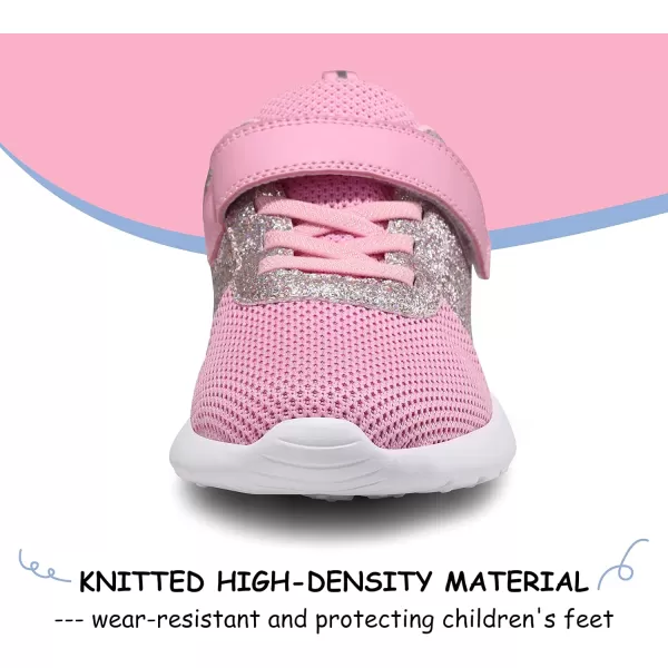 Harvest Land Toddler Glitter Tennis Shoes Slip On Boys Girls Sneakers Casual Running Shoes Woven Breathable with Soft Soled Sports Hook-Loop Outdoor Shoes