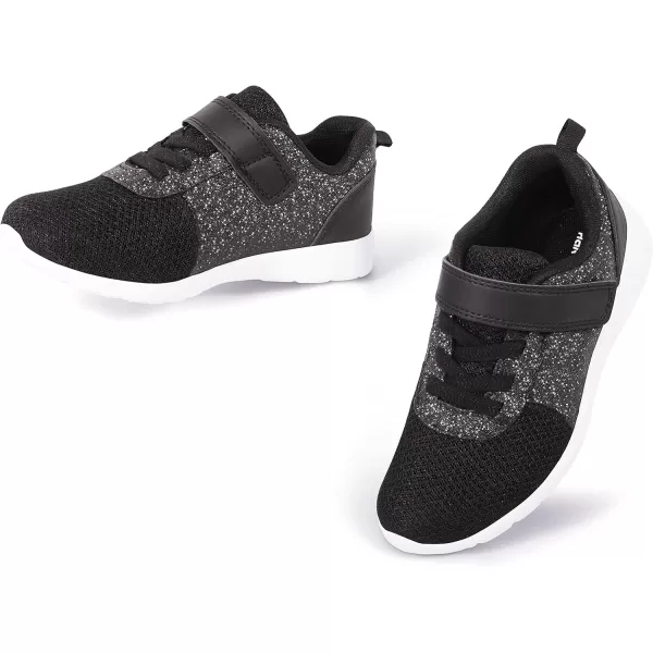 Harvest Land Toddler Glitter Tennis Shoes Slip On Boys Girls Sneakers Casual Running Shoes Woven Breathable with Soft Soled Sports Hook-Loop Outdoor Shoes
