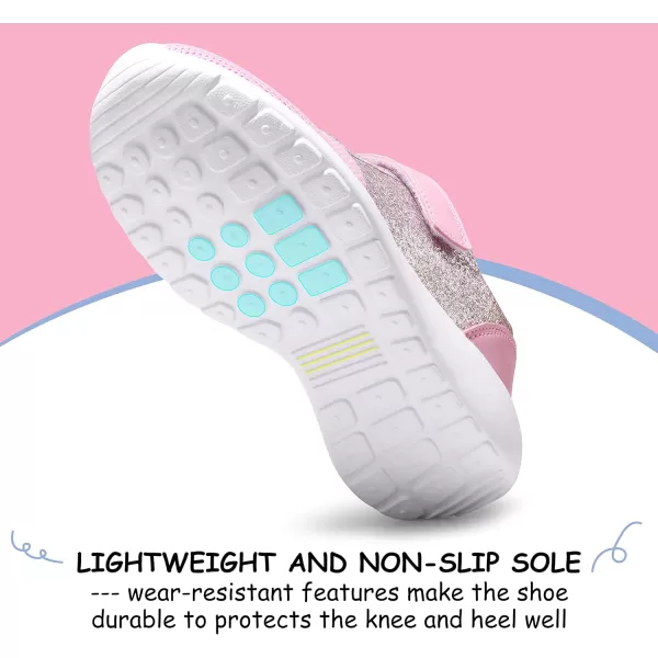 Harvest Land Toddler Glitter Tennis Shoes Slip On Boys Girls Sneakers Casual Running Shoes Woven Breathable with Soft Soled Sports Hook-Loop Outdoor Shoes