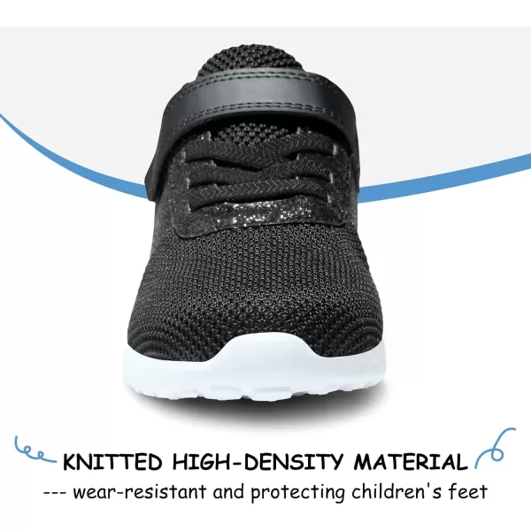 Harvest Land Toddler Glitter Tennis Shoes Slip On Boys Girls Sneakers Casual Running Shoes Woven Breathable with Soft Soled Sports Hook-Loop Outdoor Shoes