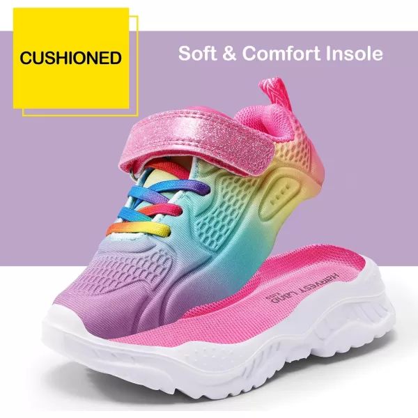 Harvest Land Toddler Glitter Tennis Shoes Slip On Boys Girls Sneakers Casual Running Shoes Woven Breathable with Soft Soled Sports Hook-Loop Outdoor Shoes