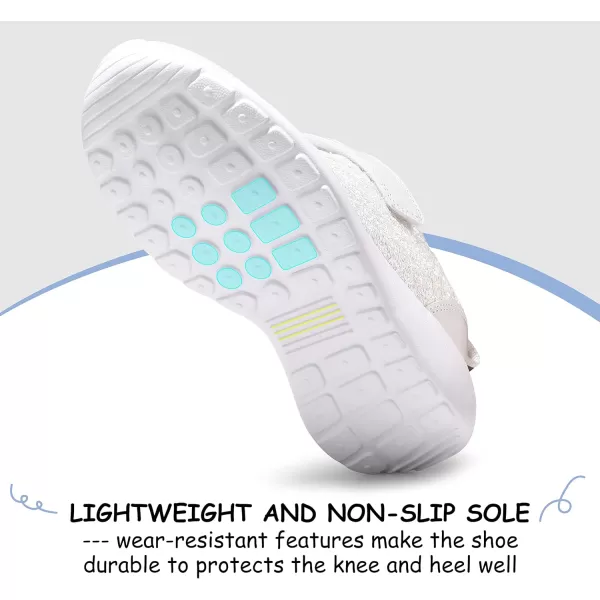 Harvest Land Toddler Glitter Tennis Shoes Slip On Boys Girls Sneakers Casual Running Shoes Woven Breathable with Soft Soled Sports Hook-Loop Outdoor Shoes