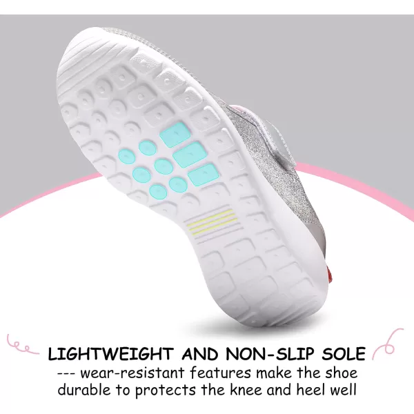 Harvest Land Toddler Glitter Tennis Shoes Slip On Boys Girls Sneakers Casual Running Shoes Woven Breathable with Soft Soled Sports Hook-Loop Outdoor Shoes